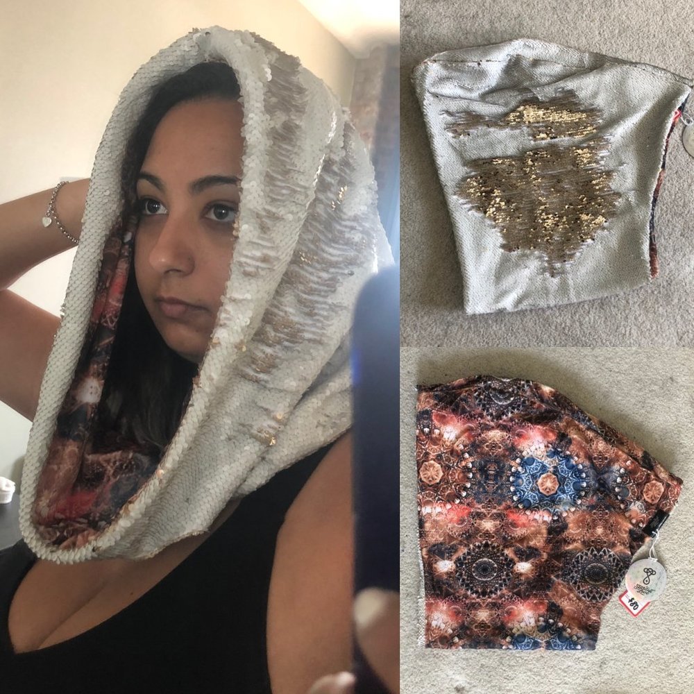Stardust Love Reversible Sequin Spirt Hood Infinity Scarf